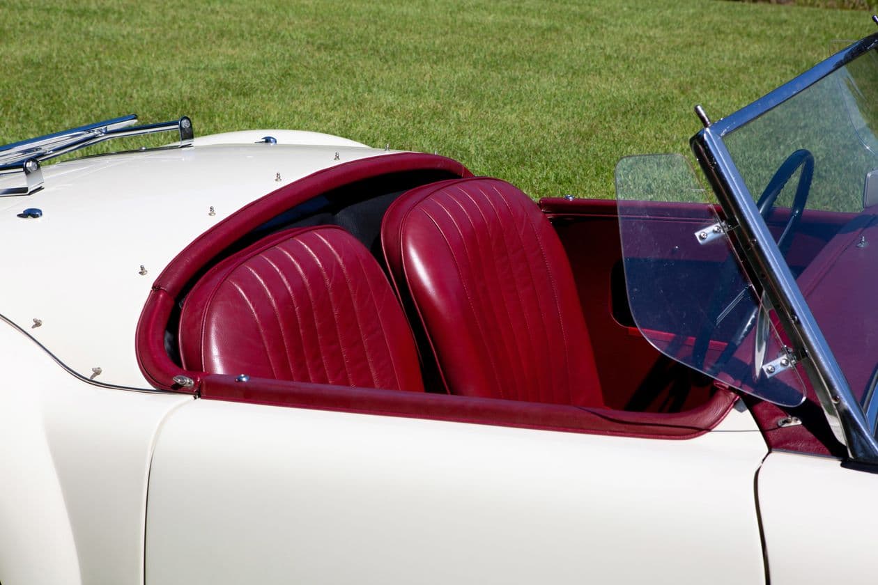 The 1962 MG's restored red leather interior